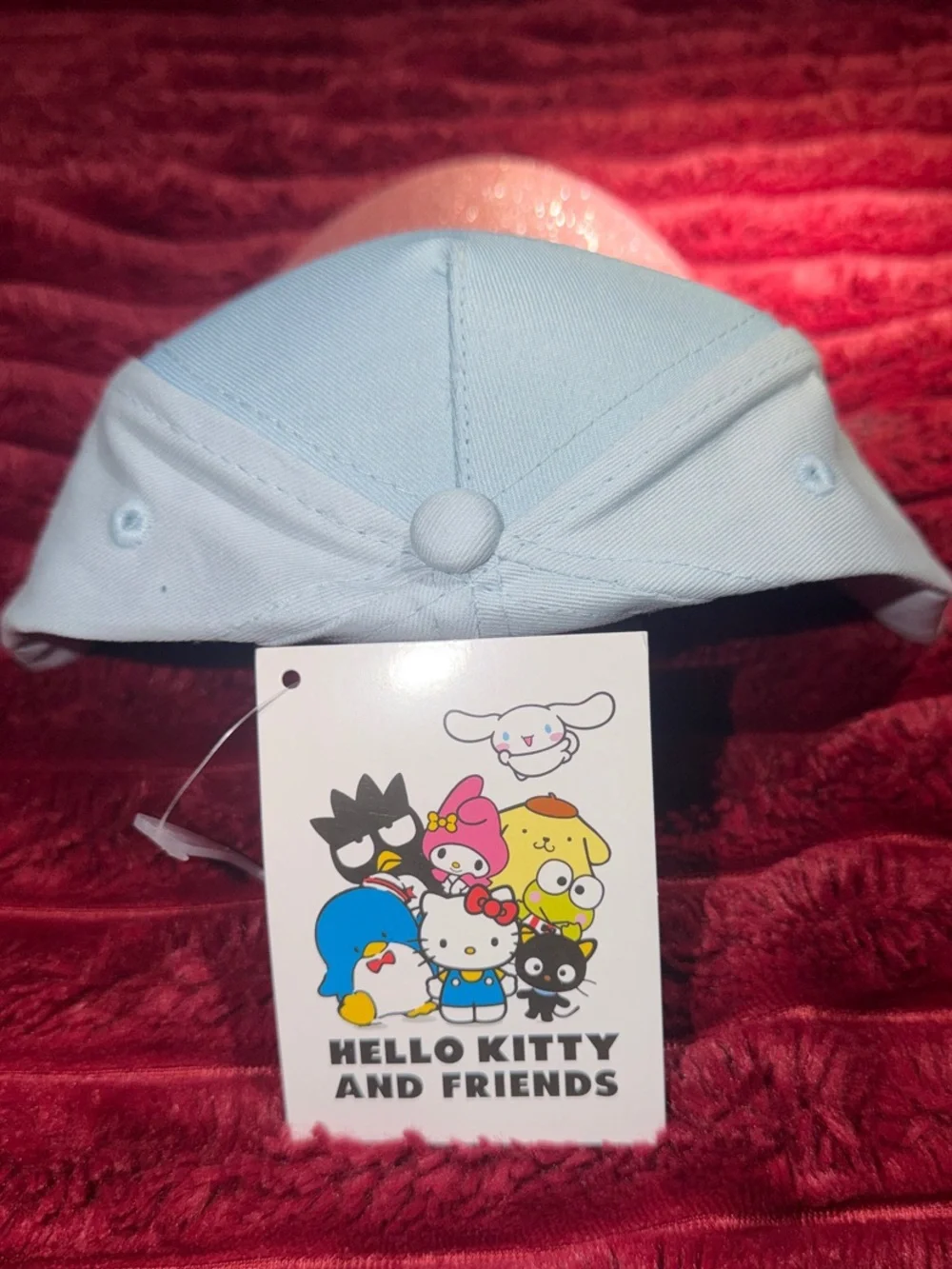 Hello Kitty Pastel Blue Panel Hat with Pink Glitter Brim